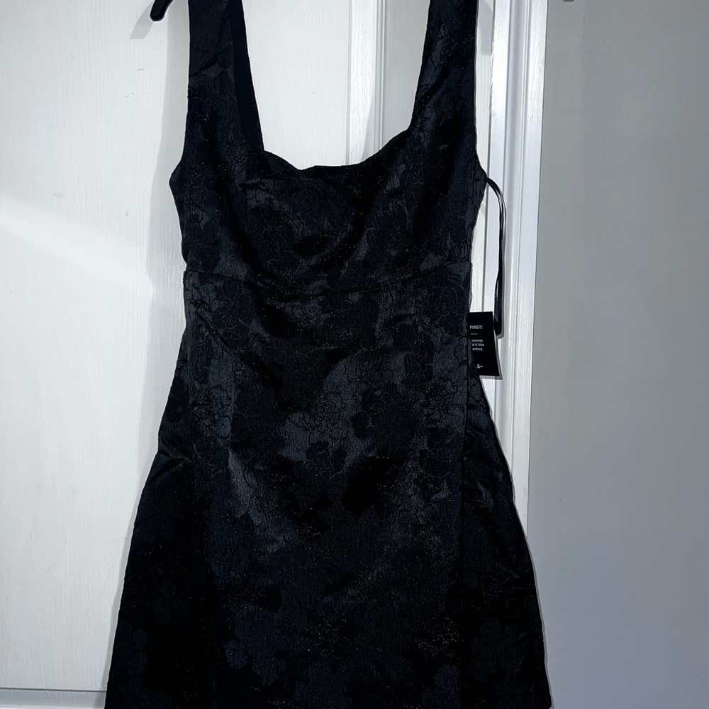 Lulu's Black Square-Neck Mini Dress - Size Large - Picture 5 of 11